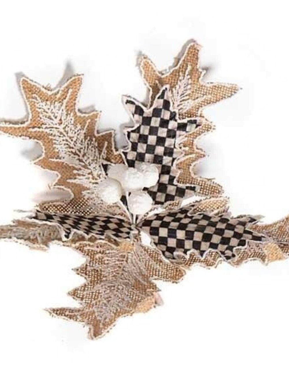 New MacKenzie-Childs Farmhouse Poinsettia Clip Courtly Check Glitter Retired